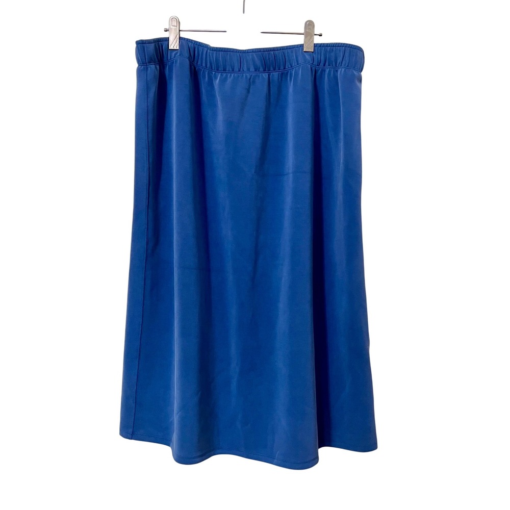 A New Day Womens Blue Elastic Waist Midi Skirt Size XXL Feminine Spring Flowy